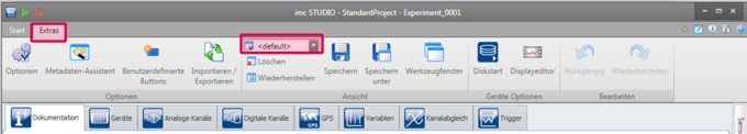 Der Nutzer wählt die gewünschte Ansicht (View) imc STUDIO 5.0 - Auswahl des Views